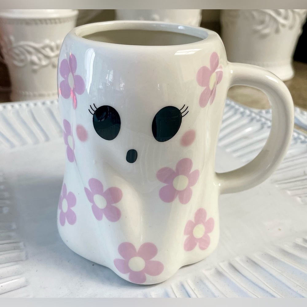 Sunday Morning Ceramics Flower Ghost Mug 👻 NEW 🌸🩷✨
